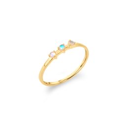 Anillo Plata Dorada Mujer ANM0173DOPL16 3 Piedras Naturales Piedra Luna