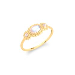 Anillo Plata Dorada Mujer ANM0175DOPL12 Óvalo C. Piedra Natural Piedra Luna