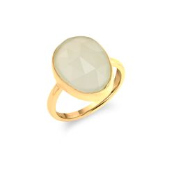 Anillo Plata Dorada Mujer ANM0176DOCA18 Óvalo C. Piedra Mineral Calcedonia
