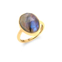 Anillo Plata Dorada Mujer ANM0176DOLA18 Óvalo C. Piedra Mineral Labradorita