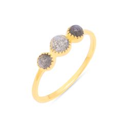 Anillo Plata Dorada Mujer ANM0179DOLA14 3 Piedras Minerales Labradorita