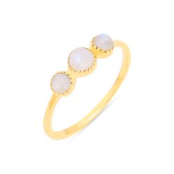 Anillo Plata Dorada Mujer ANM0179DOPL14 3 Piedras Minerales Piedra Luna