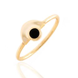 Anillo Plata Dorada Mujer ANZ0009DO12 Circonita Negra