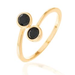 Anillo Plata Dorada Mujer ANZ0010DO12 Circonitas Negras