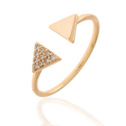 Anillo Plata Dorada Mujer ANZ0012DO12 Triángulos Circonitas
