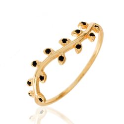 Anillo Plata Dorada Mujer ANZ0020DO12 Circonitas Negras
