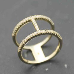 Anillo Plata Dorada Mujer ANZ0023DO12 Doble Aro Circonitas