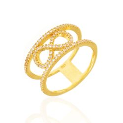 Anillo Plata Dorada Mujer ANZ0024DO12 Doble Aro Infinito Circonitas