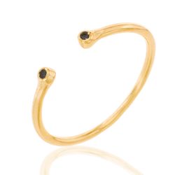 Anillo Plata Dorada Mujer ANZ0031DO14 Abierto Circonitas Negras