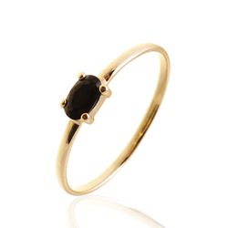 Anillo Plata Dorada Mujer ANZ0035DO10 Circonita Rectangular Negra