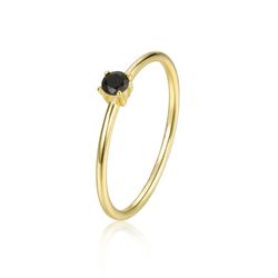 Anillo Plata Dorada Mujer ANZ0036DO10 Circonita Negra