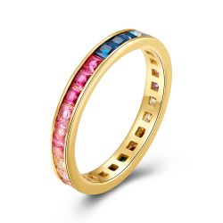 Anillo Plata Dorada Mujer ANZ0142DO12 Circonitas Multicolor