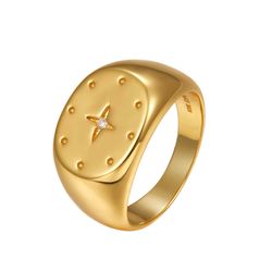 Anillo Plata Dorada Mujer ANZ0143DO10 Estrella Polar Circonita