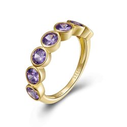 Anillo Plata Dorada Mujer ANZ0152DOAM12 Circonitas Amatista
