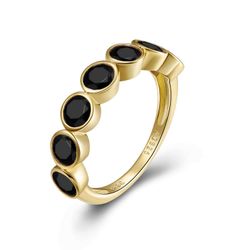 Anillo Plata Dorada Mujer ANZ0152DOBK12 Circonitas Negras