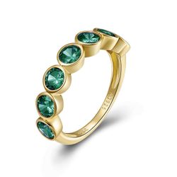 Anillo Plata Dorada Mujer ANZ0152DOOV14 Circonitas Verdes
