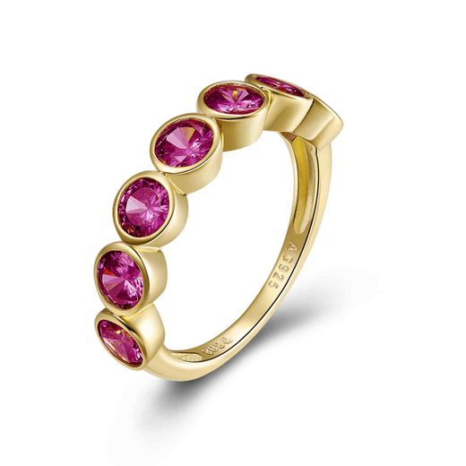 Anillo Plata Dorada Mujer ANZ0152DORU12 Circonitas Rubí