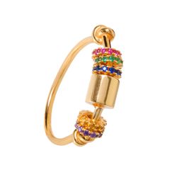 Anillo Plata Dorada Mujer ANZ0155DOVA10 Circonitas Multicolor