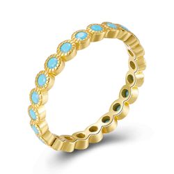 Anillo Plata Dorada Mujer ANZ0161DOTU10 Circonitas Turquesa