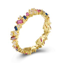 Anillo Plata Dorada Mujer ANZ0162DOVA10 Circonitas Multicolor