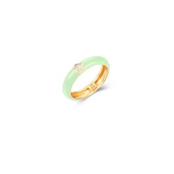Anillo Plata Dorada Mujer ANZ0184DOMT10 Estrella Circonita & Enamel Mint Green
