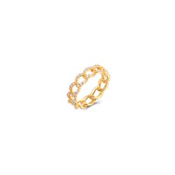 Anillo Plata Dorada Mujer ANZ0185DOCZ10 Eslabones Circonitas