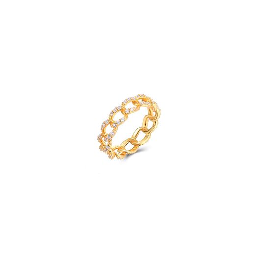 Anillo Plata Dorada Mujer ANZ0185DOCZ10 Eslabones Circonitas