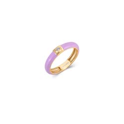 Anillo Plata Dorada Mujer ANZ0188DOLV10 Enamel Lavender Circonita