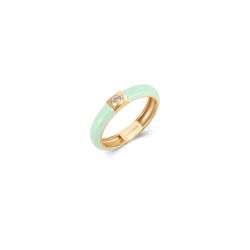 Anillo Plata Dorada Mujer ANZ0188DOME10 Enamel Mint Green Circonita