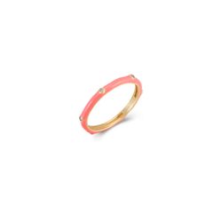 Anillo Plata Dorada Mujer ANZ0189DOCL10 Enamel Coral Circonita