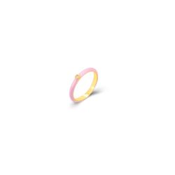 Anillo Plata Dorada Mujer ANZ0190DOEP10 Enamel Rosa Circonita