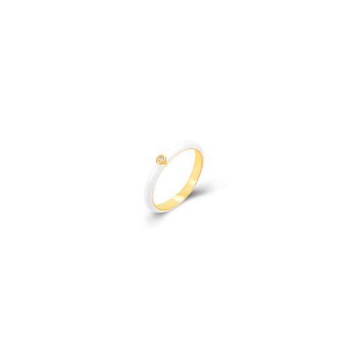 Anillo Plata Dorada Mujer ANZ0190DOEW10 Enamel Blanco Circonita