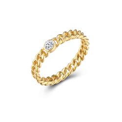 Anillo Plata Dorada Mujer ANZ0192DOCZ10 Eslabones Circonita