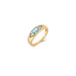 Anillo Plata Dorada Mujer ANZ0193DOTA10 Circonitas Topacio Azul