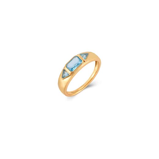 Anillo Plata Dorada Mujer ANZ0193DOTA10 Circonitas Topacio Azul