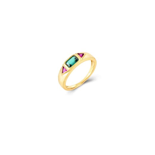 Anillo Plata Dorada Mujer ANZ0193DOVA10 Circonitas Multicolor