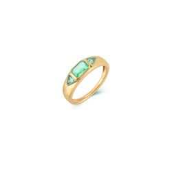 Anillo Plata Dorada Mujer ANZ0193DOZV16 Circonitas Verdes