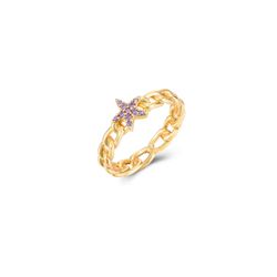 Anillo Plata Dorada Mujer ANZ0194DOAM10 Estrella Circonitas Amatista