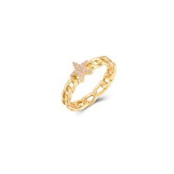 Anillo Plata Dorada Mujer ANZ0194DOCZ10 Estrella Circonitas
