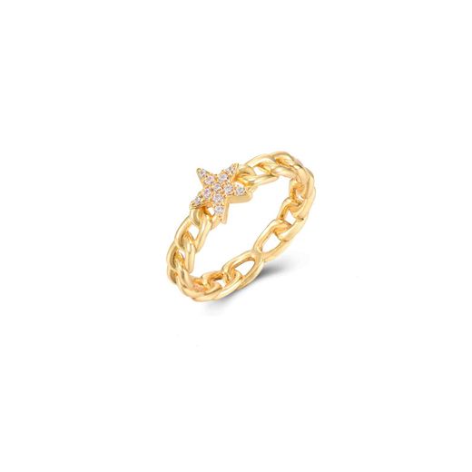 Anillo Plata Dorada Mujer ANZ0194DOCZ10 Estrella Circonitas