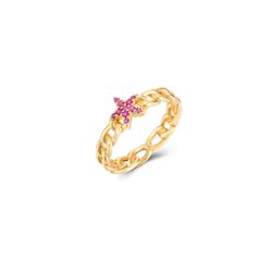 Anillo Plata Dorada Mujer ANZ0194DOZR10 Estrella Circonitas Rubí