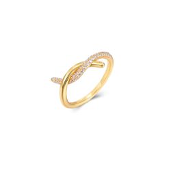 Anillo Plata Dorada Mujer ANZ0196DOCZ10 Nudo Circonitas