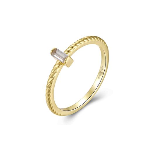 Anillo Plata Dorada Mujer ANZ0200DOCZ10 Circonita Rectangular