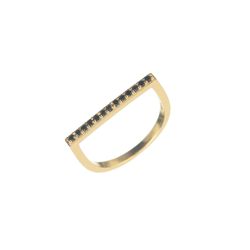 Anillo Plata Dorada Mujer ANZ0203DOBK10 Barra Circonitas Negras