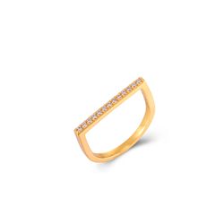 Anillo Plata Dorada Mujer ANZ0203DOCZ10 Barra Circonitas