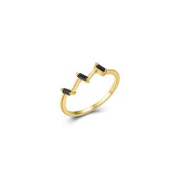 Anillo Plata Dorada Mujer ANZ0205DOBK10 Circonitas Negras