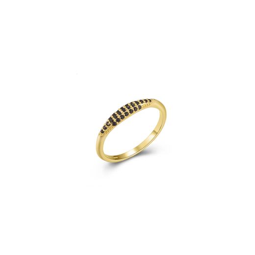 Anillo Plata Dorada Mujer ANZ0206DOBK10 Circonitas Negras