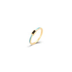 Anillo Plata Dorada Mujer ANZ0210DOBK10 Esmalte Azul Circonita Negra