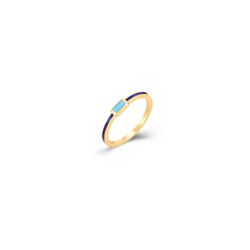 Anillo Plata Dorada Mujer ANZ0210DOTU12 Esmalte Azul Circonita Turquesa