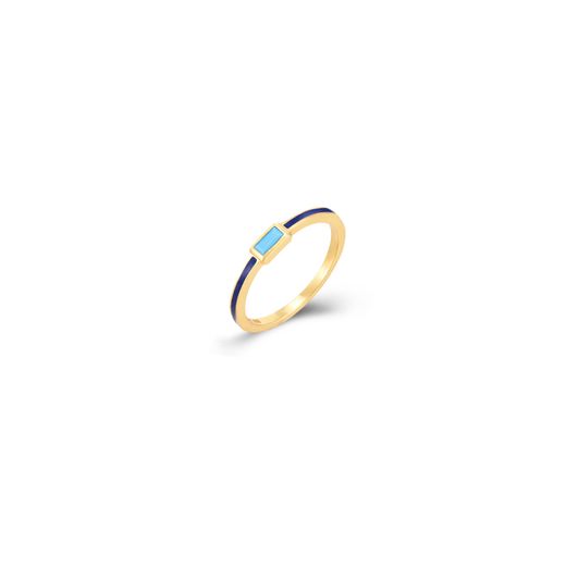 Anillo Plata Dorada Mujer ANZ0210DOTU12 Esmalte Azul Circonita Turquesa